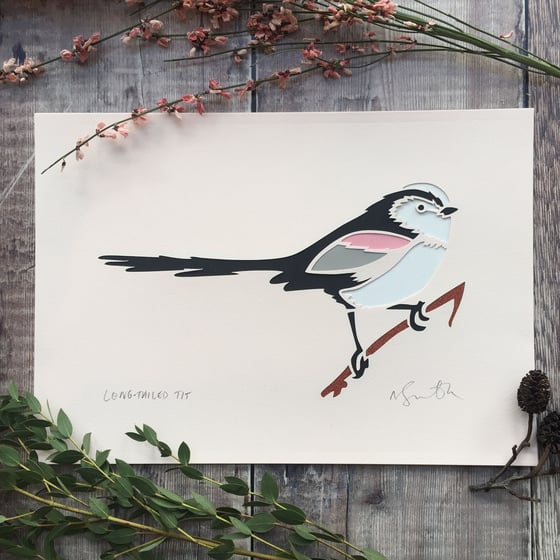 Image of Long tailed tit paper cut