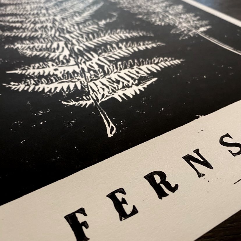 lino print - Ferns -