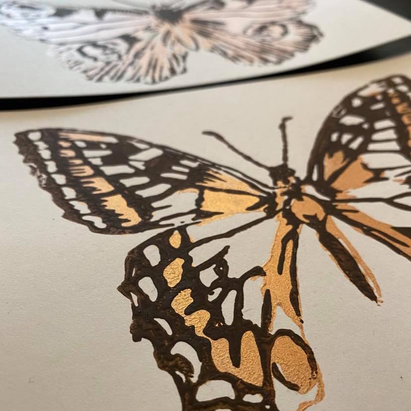 lino print set  - butterflies -
