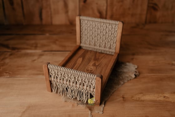 Image of « whisky brown bed with beige macrame NB up to sitter - pre order »