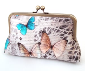 Image of Blue butterfly clutch bag