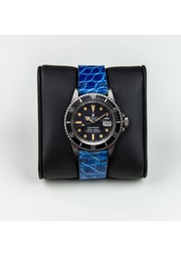 Image 2 of Glazed Blue Alligator 2 Piece “Spezzone” watch strap for deployante