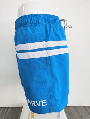 Image of BLUE AND WHITE STRIPE KEARVE SHORTS