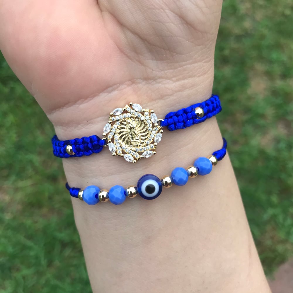 Virgen De Guadalupe Bracelet Set BLUE