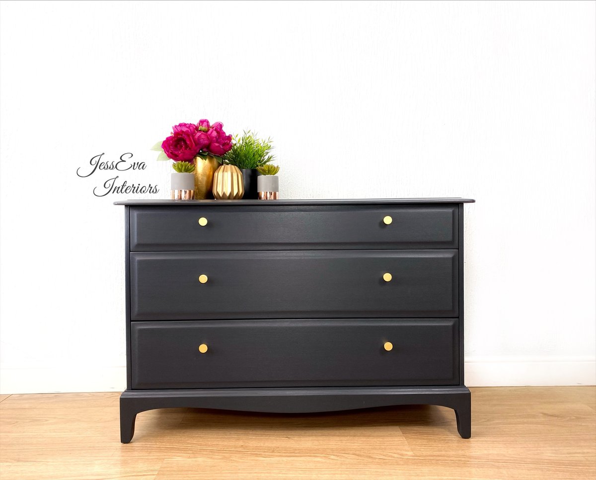 Stag Minstrel CHEST OF DRAWERS professionally painted in Fusion Ash - dark grey