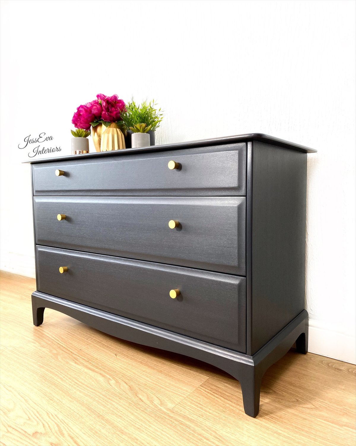 Stag Minstrel CHEST OF DRAWERS professionally painted in Fusion Ash - dark grey