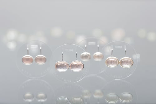 Image of "Love/ Spring" silver earrings with rose quartz · 愛 春 ·