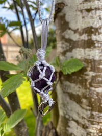 Image 2 of Lady Amethyst - Angel Wings Macrame Pendant