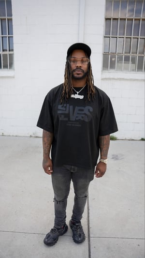 Image of Black Abstract Oversized Tee
