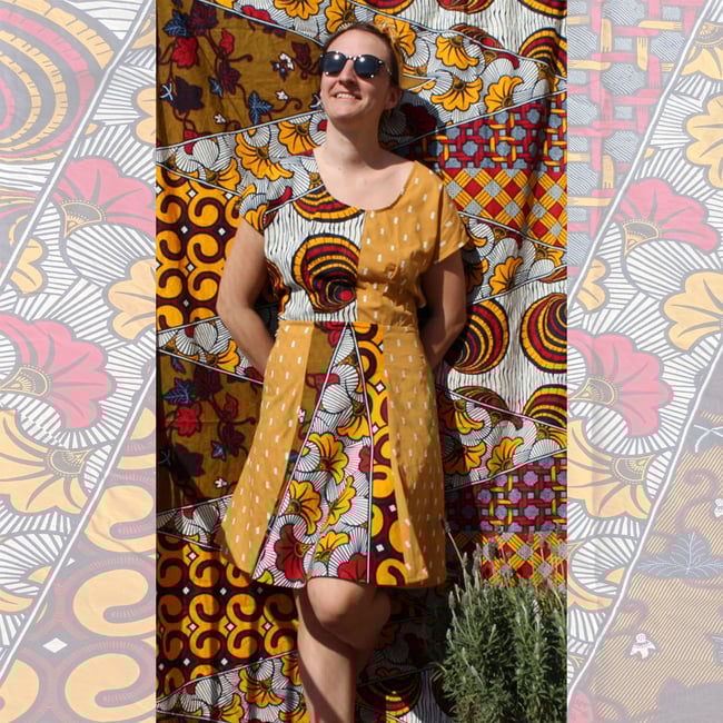 Vestido Dimbale ocrerojo 