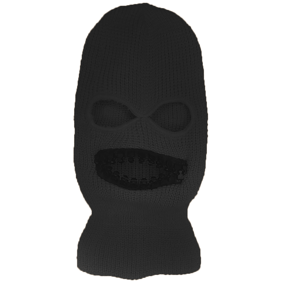 Image of Ski mask with oversized BLACK teeth zipper mouth grill teeth mask