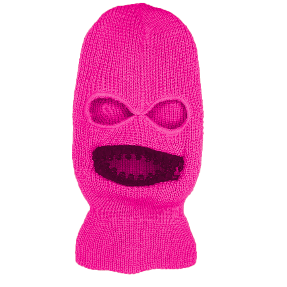 Image of Ski mask with oversized BLACK teeth zipper mouth grill teeth mask
