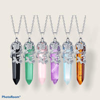 Silver set crystal yoga energy healing pendant 