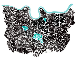 Image of Southwark - Lewisham - Greenwich - SE London Typographic map