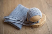 Rain Puddle Blue angora blend bonnet + wrap option
