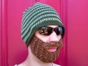 Image of green striped beard beanie