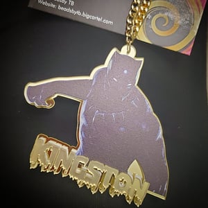 Large Black Panther Nameplate Necklace