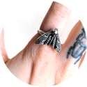 Antiqued Death's-Head Moth Ring