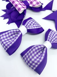 Image 5 of 8 piece gingham hair bow set