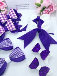 Image 2 of 8 piece gingham hair bow set