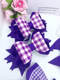 Image 3 of 8 piece gingham hair bow set