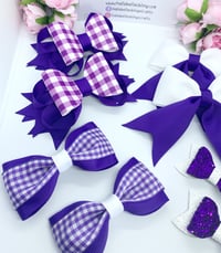 Image 4 of 8 piece gingham hair bow set