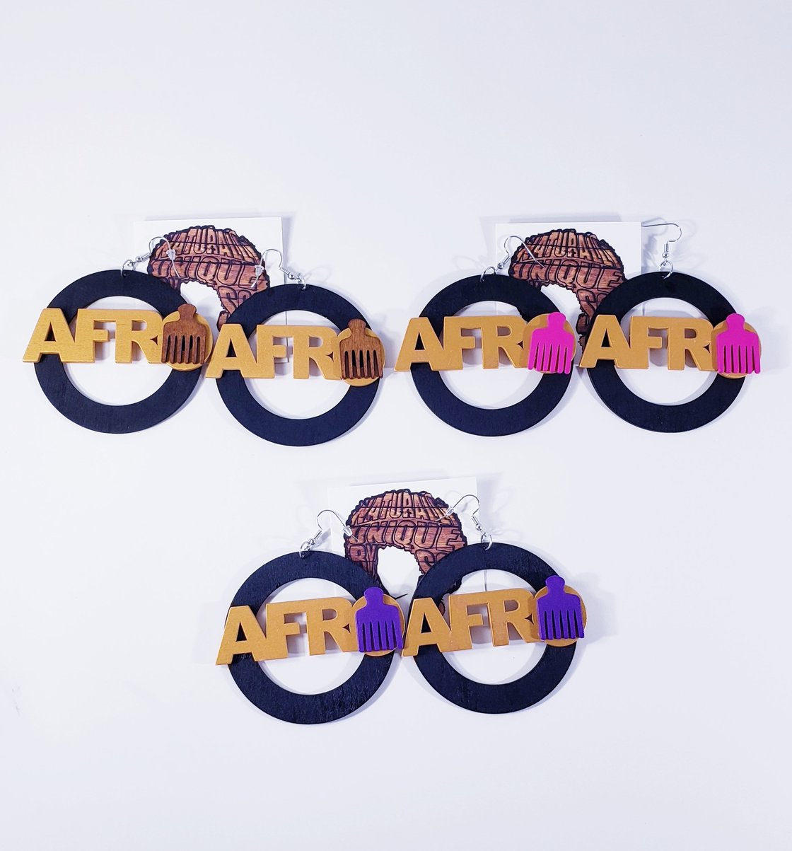 Image of Circle Afro Pick Earrings