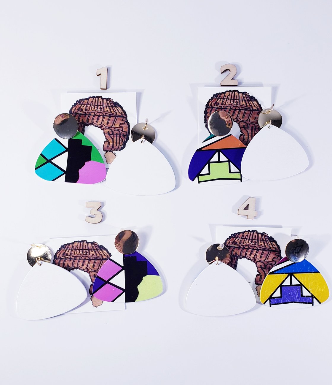 Image of Geometric Color Block Earrings