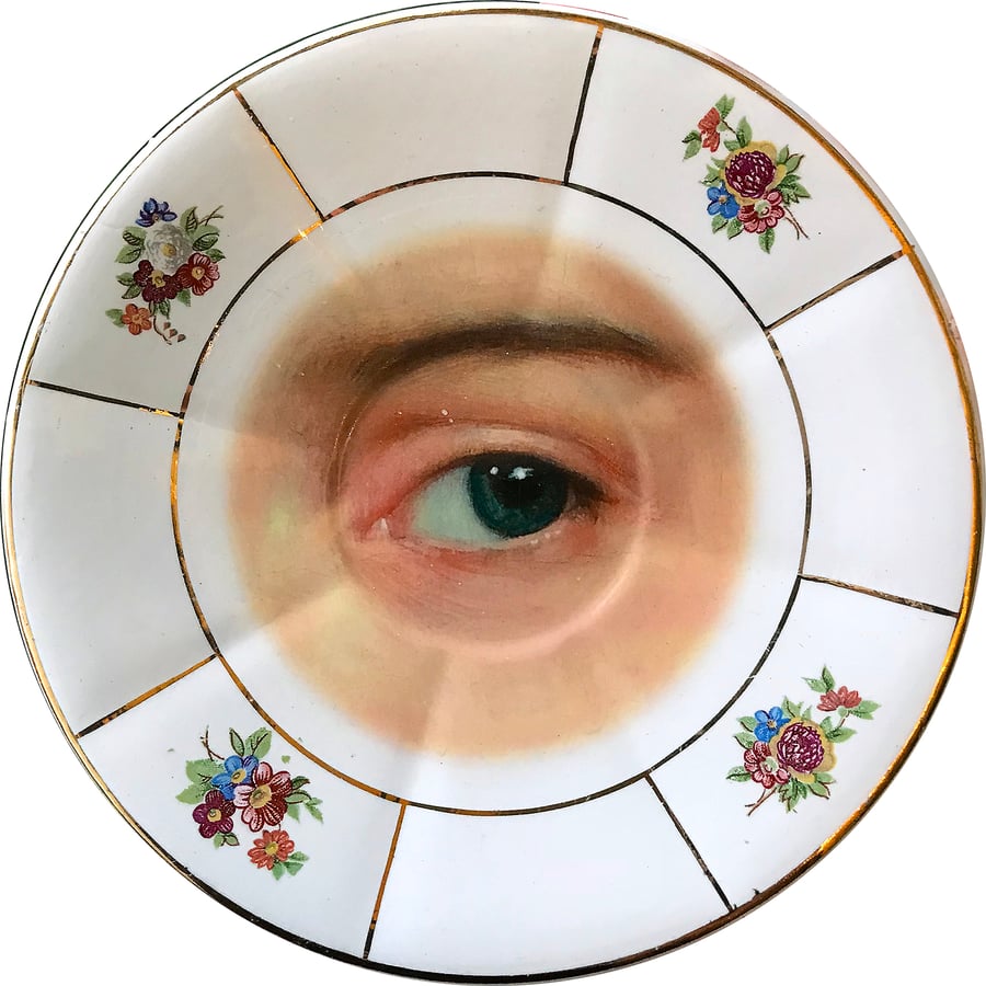 Image of Lover's eye - Vintage French Porcelain Plate - Azul - UNIQUE PIECE - #0638