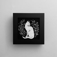 Cat and Flowers print