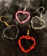 Image 1 of Barb Wire Heart Earrings
