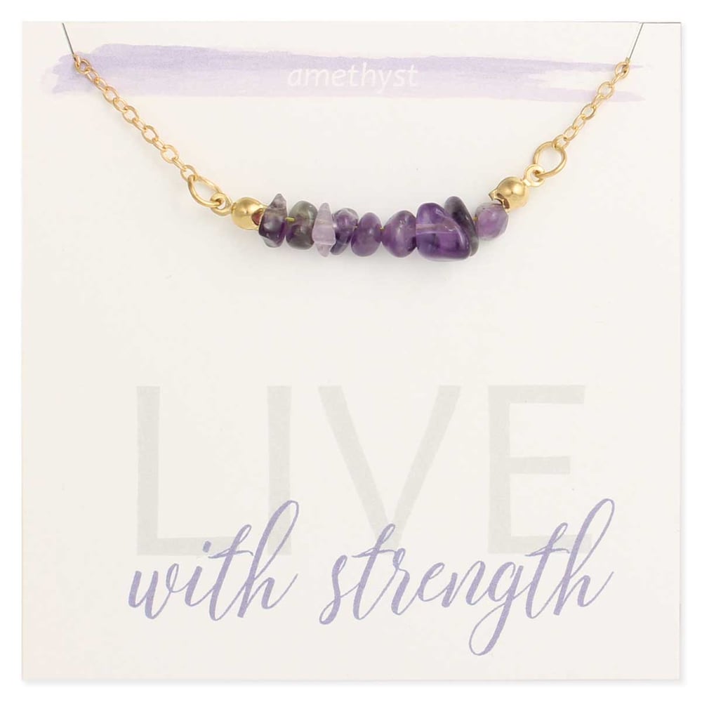 Image of Live with Strength Amethyst Stone Chip Necklace