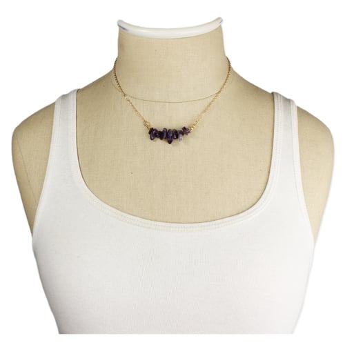 Image of Live with Strength Amethyst Stone Chip Necklace