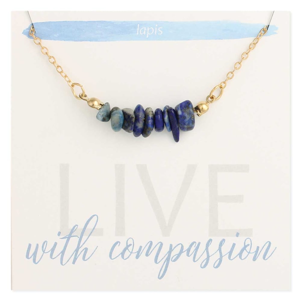 Image of Live with Compassion Lapis Stone Chip Necklace
