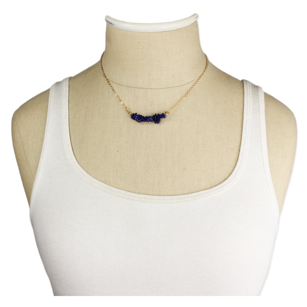 Image of Live with Compassion Lapis Stone Chip Necklace