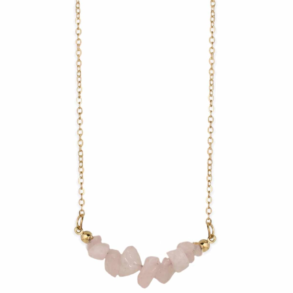 Image of Live with Love Rose Quartz Stone Chip Necklace