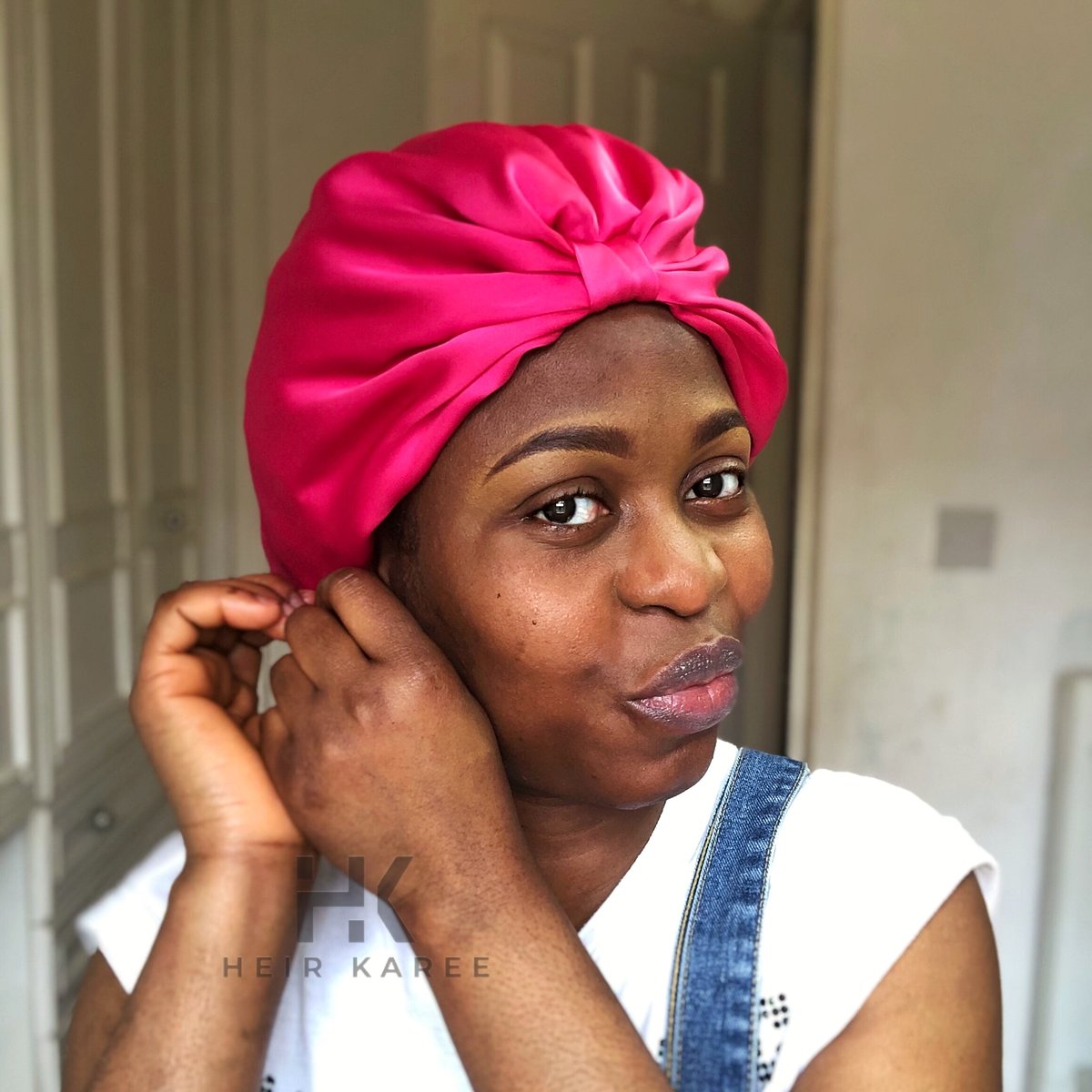 SILKY HAIR TURBAN IN PINK HEIR KAREE