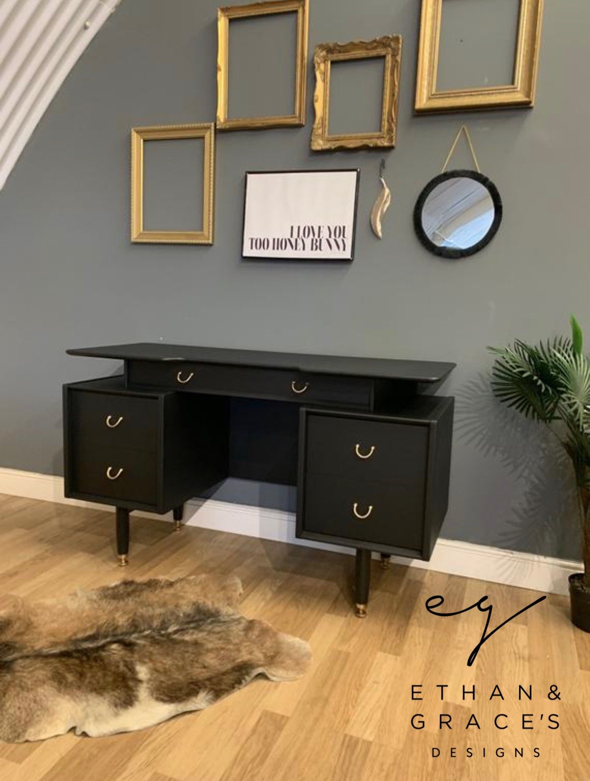 Image of Black G plan desk / dressing table 