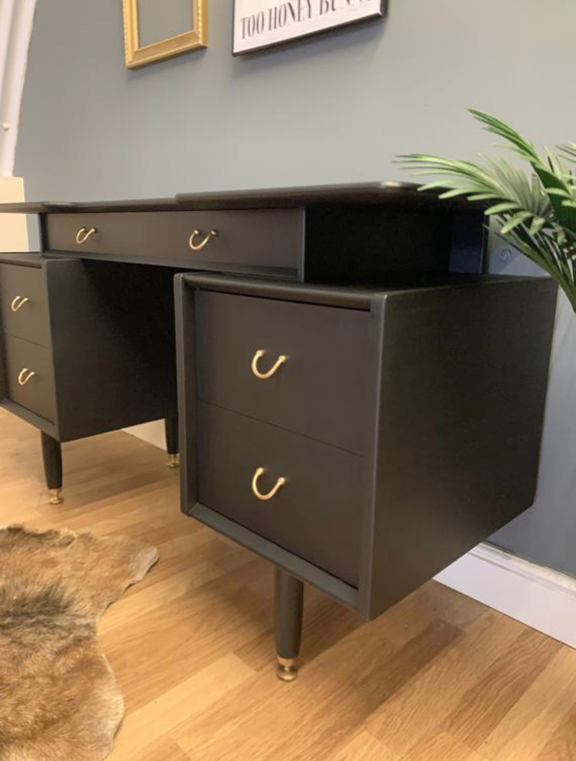 Image of Black G plan desk / dressing table 