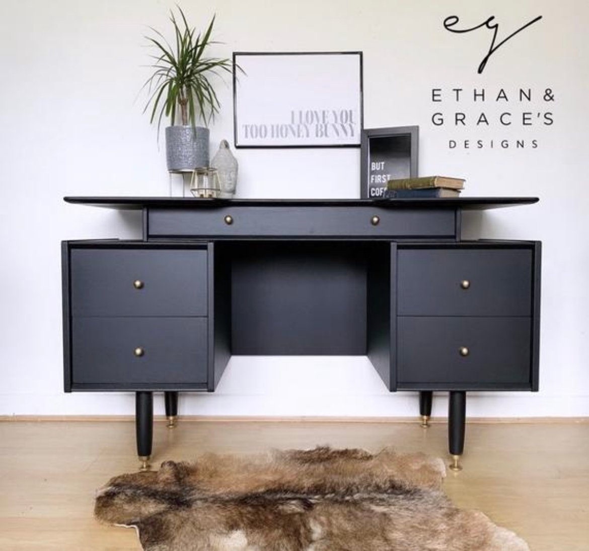 Image of Black G plan desk / dressing table 