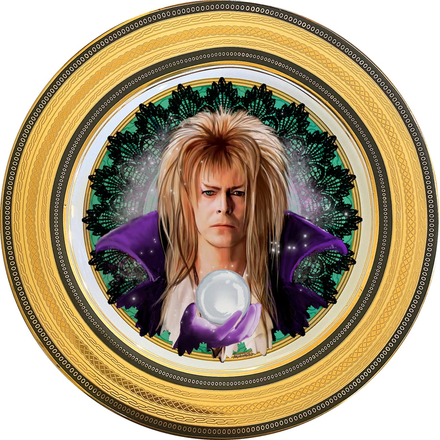 Image of Jareth the Goblin King - Labyrinth-  Vintage English fine china Plate - UNIQUE PLATE- #0757