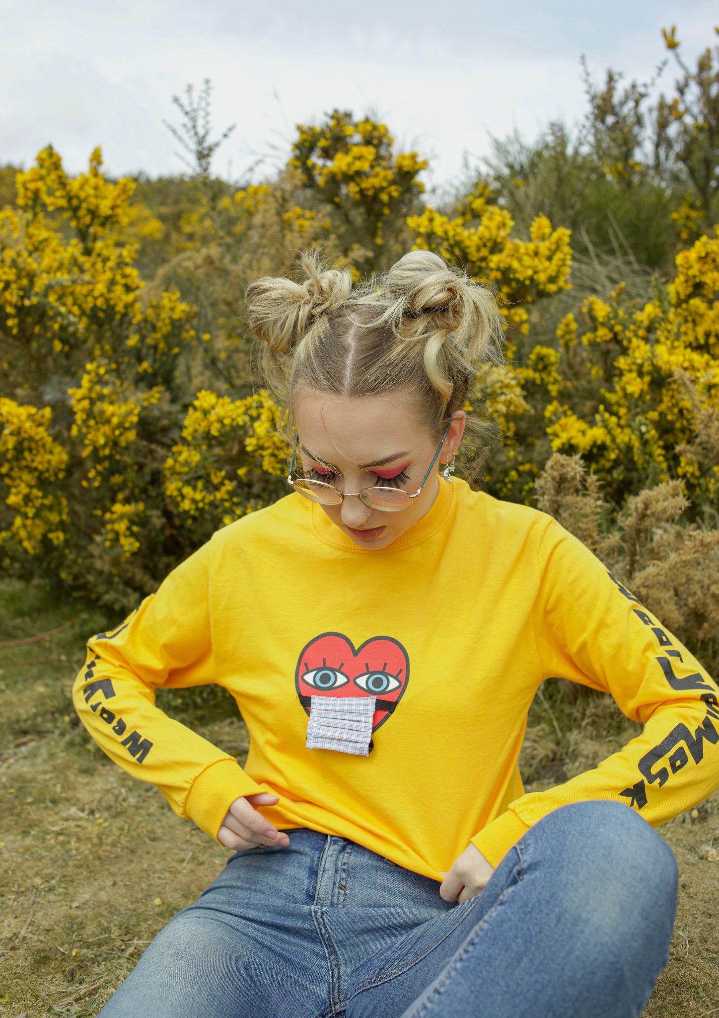 Image of 'Wear Your Mask' Long Sleeved T-Shirt YELLOW