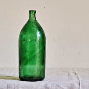 Ancienne bouteille verte syphon en verre à col étroit 