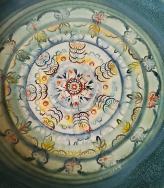 Deep Teal Green Mandala Porcelain Dish