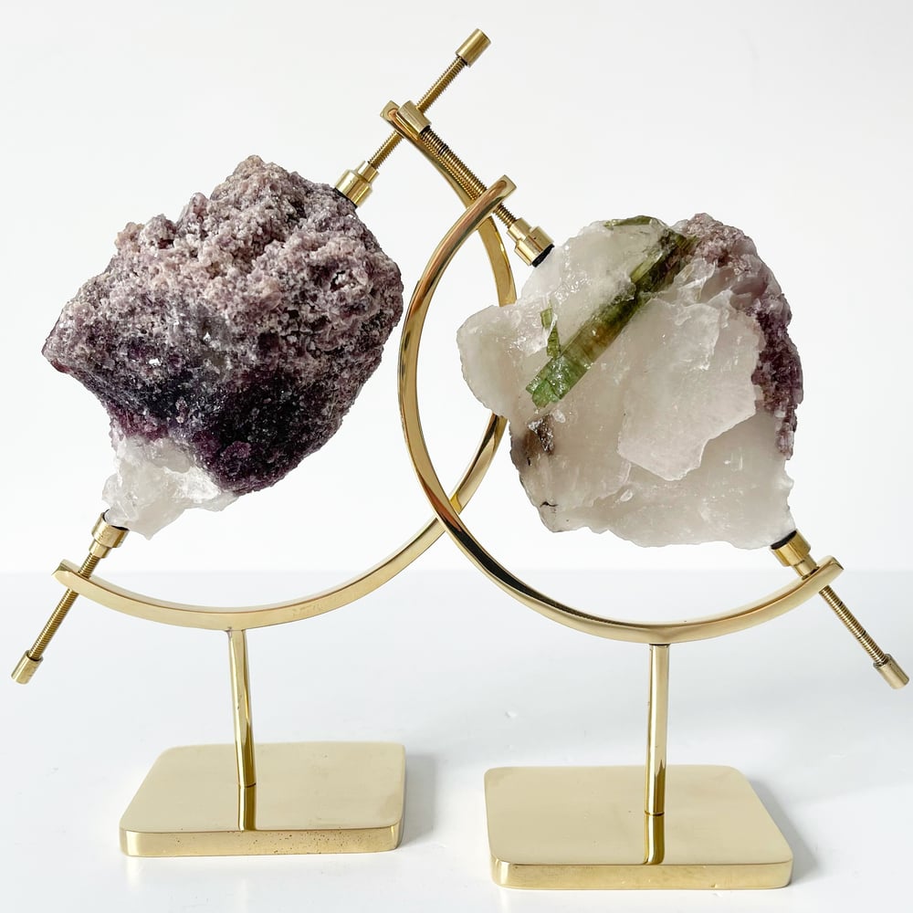 Image of Tourmaline no.35 + Brass Arc Stand