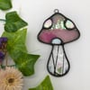 Iridescent Pink Mushroom Suncatcher 