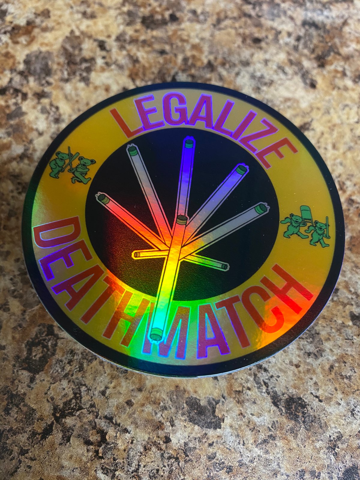 3” holographic Legalize Deathmatch stickers