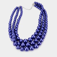 Royal Blue Pearl Necklace Set