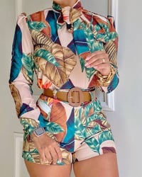 🌸Tropical print puff sleeve top/short “SET”🌸