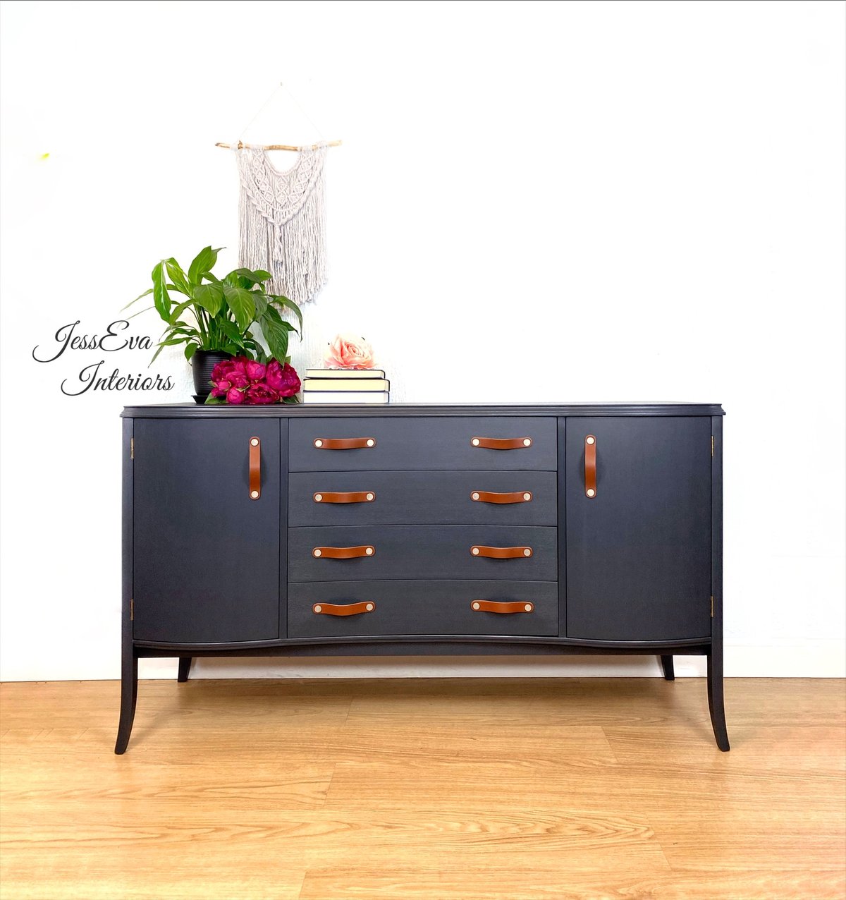 Vintage Mid Century Modern Retro Dark Grey Strongbow SIDEBOARD  / TV STAND / CABINET WITH DRAWERS 